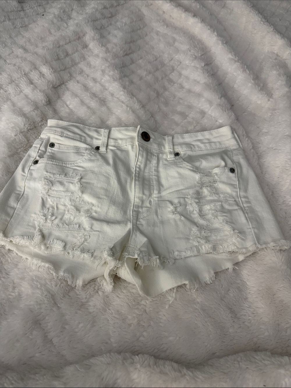 American Eagle Outfitters White Distressed Denim Cutoff Shorts